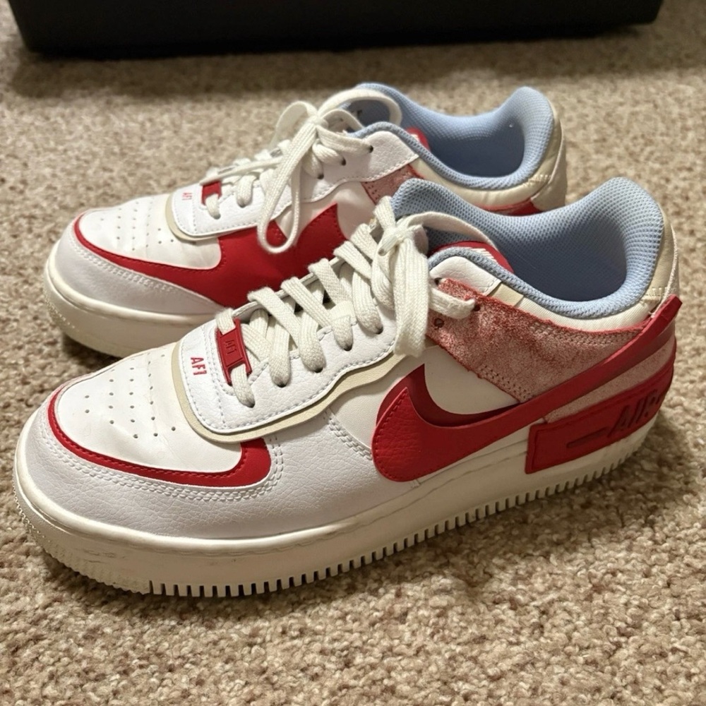 Nike Air Force 1 Red and White Sneakers